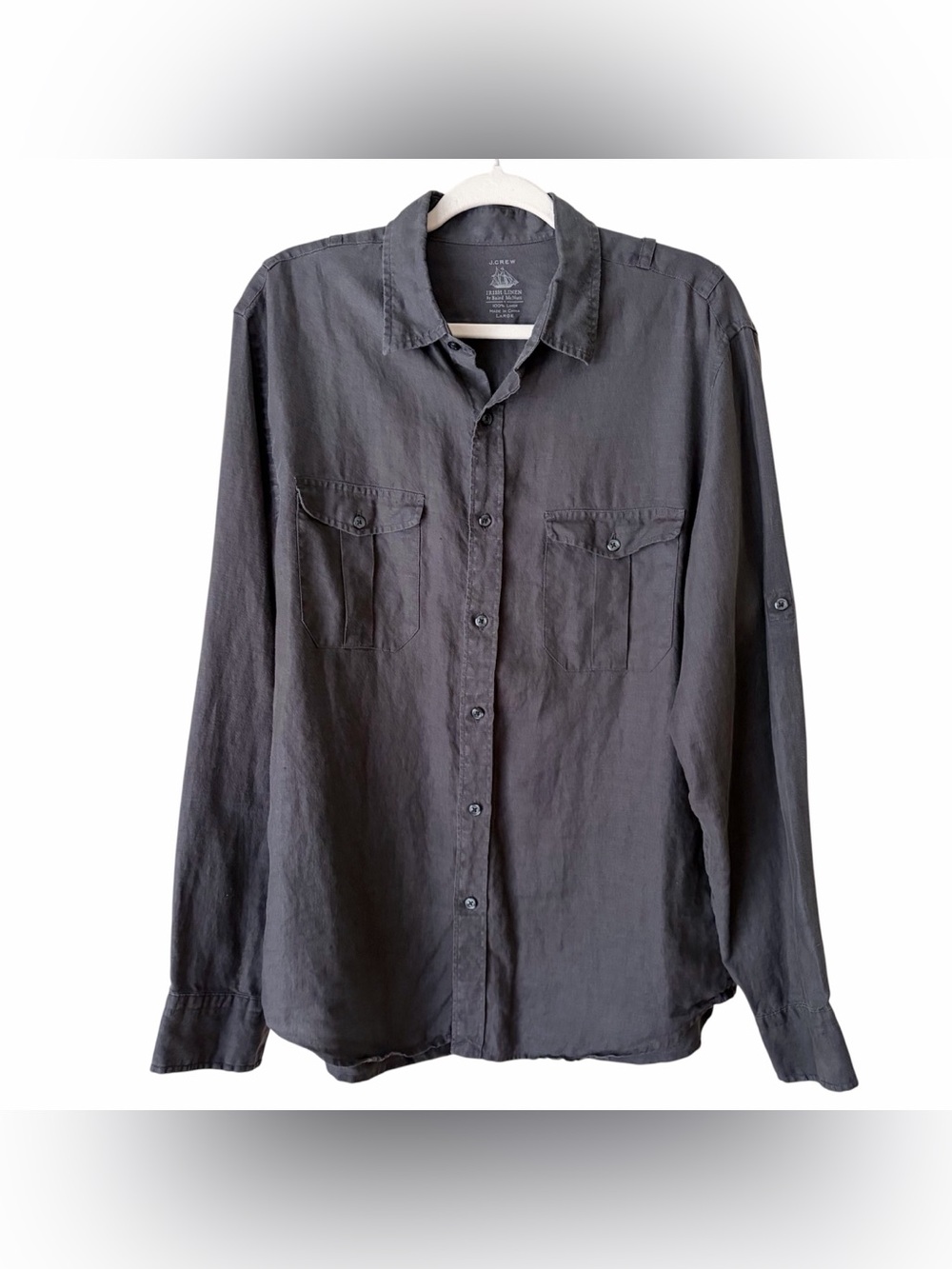 J. Crew | Irish Linen Baird McNutt Button Down Long Sleeve Shirt Gray Large